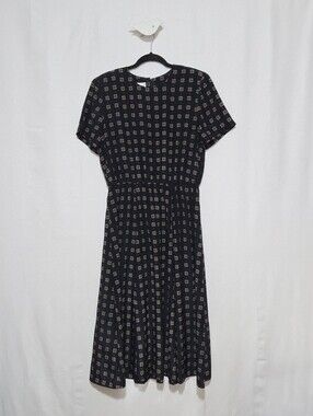 Vintage Leslie Fay A-Line Midi Dress - 1980-1990 - Secretary Dress - Size 14
